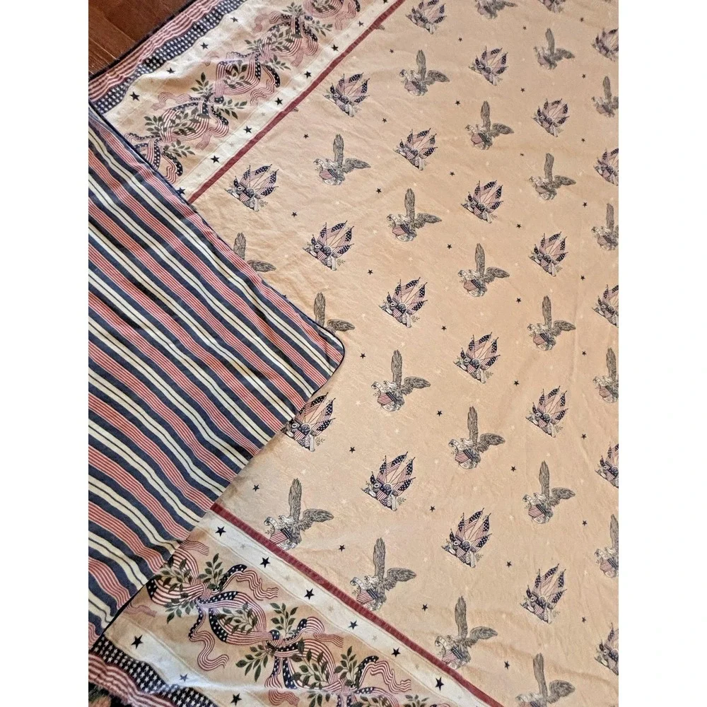 Vintage Tommy Hilfiger Red White Blue Tan Duvet Cover 86x86 Full Queen Americana